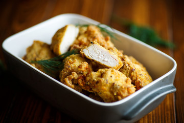 chicken fried in batter with dill