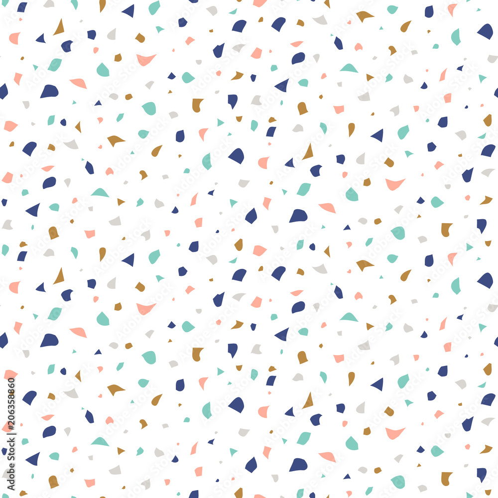 Poster abstract seamless pattern in terrazzo style. multicolor haotic stains. vector background. print for 