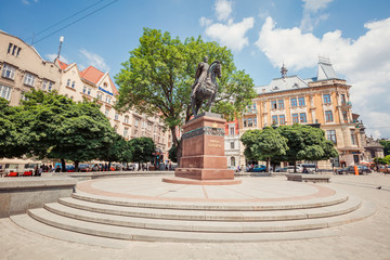 Monument to Danylo Halytskyi in Lviv, Ukraine