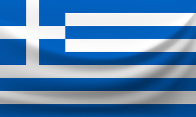 Waving national flag of Greece. Vector illustration