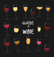 This is  types of wine. The glasses of wine you can use in the menu, in the shop, in the bar, the card or stickers. 