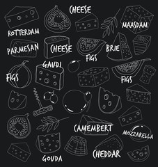 This is cheese set on the black background.