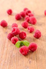 raspberry on wood background