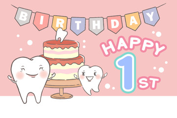 tooth with happy birthday