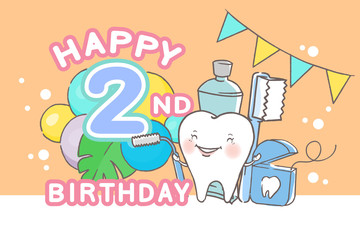 tooth with happy birthday