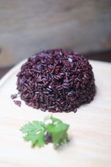 Cooked purple rice berry, healthy eating.