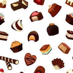 Vector cartoon chocolate candies pattern or background illustration