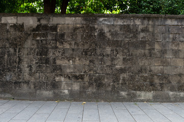 street wall background ,Industrial background, empty grunge urban street with warehouse brick wall