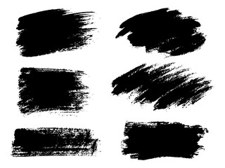 Painted grunge stripes set. Black labels, background, paint text