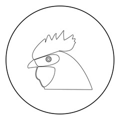 Rooster head the black color icon in circle or round