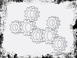 Obraz premium assembly vector gears with grunde frame on background pattern