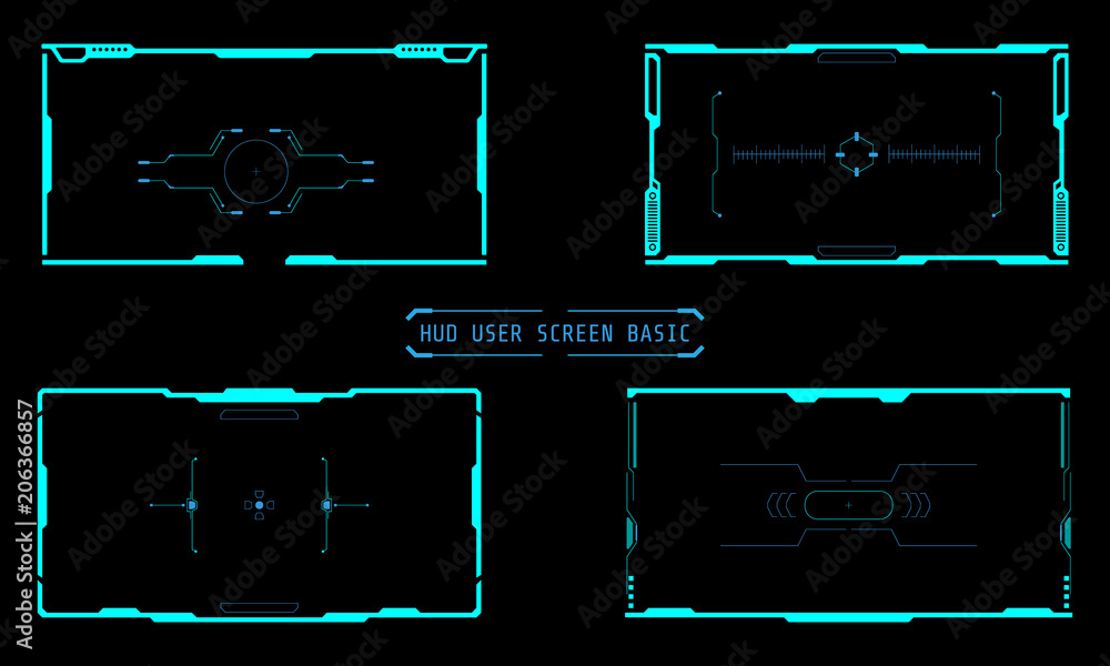 Poster HUD Abstract Futuristic User Screen Interface Panel Elements Monitor Vector