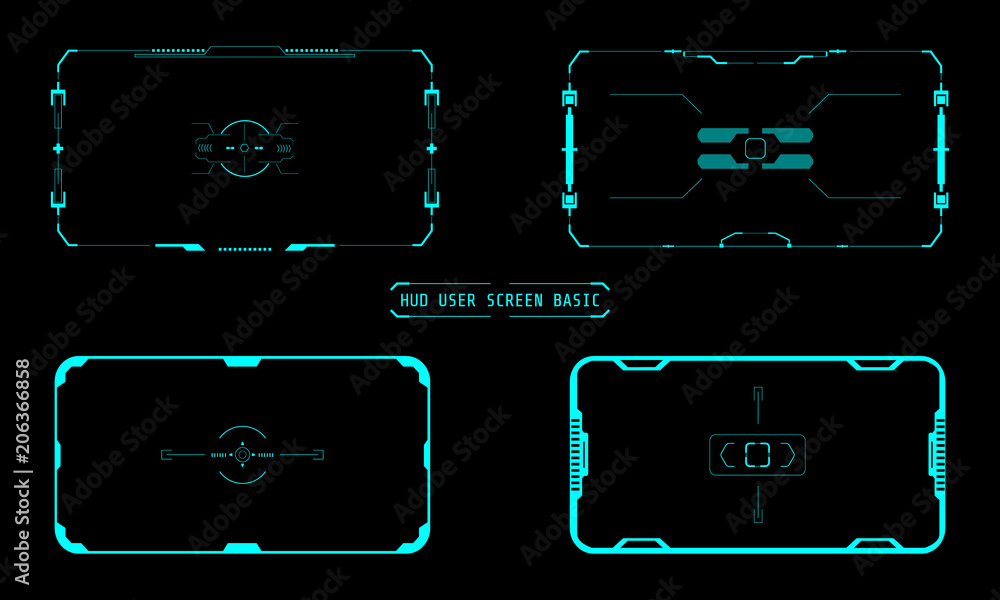Fototapete HUD Virtual Futuristic Elements User Screen Basic Interface Vector