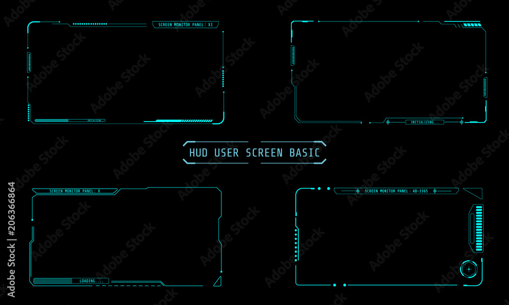 Aufkleber HUD Abstract Futuristic Element User Screen Control Inteface Monitor Panel Vector