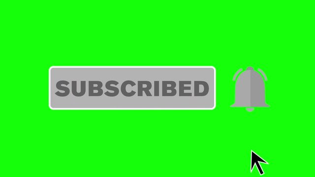 Subscribe Button with Notification Bell - Isolated on a Green Background