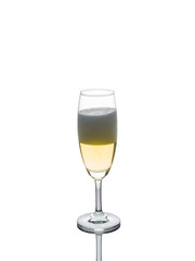 beer with bubbles in to wine glass isolated on white background with clipping path.