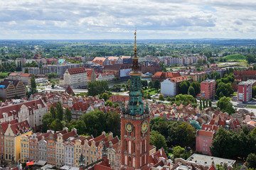 The panoramic view from the Gdansk cathedral of Saint Virgin, Poland