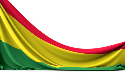 Bolivia national flag hanging fabric banner. 3D Rendering
