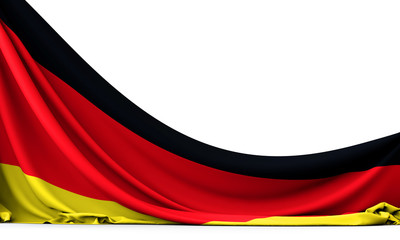 Germany national flag hanging fabric banner. 3D Rendering