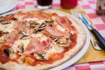 Close up of Pizza on the table.
