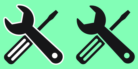 Repair icon, wrench and screwdriver icon.