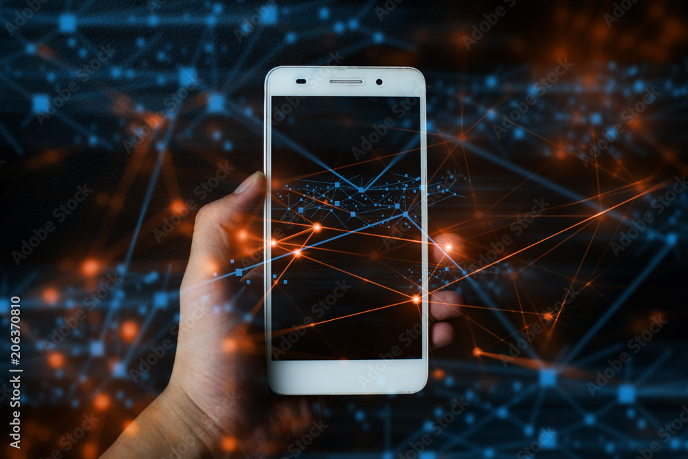 Poster global of ai robotic, signal of data, technology abstract futuristic cyber net web connect to networ