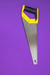 Hand tools yellow saw silver color