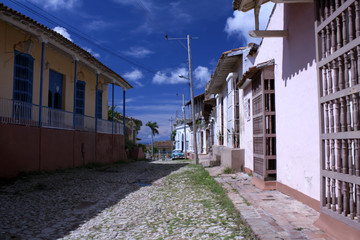 Typical Cuban street on sunny day