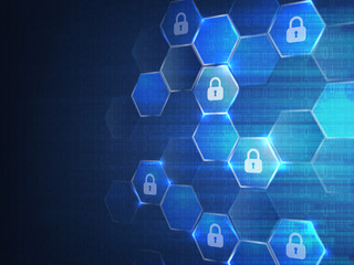 Obraz na płótnie Canvas Lock icon on digital background. Cyber security concept