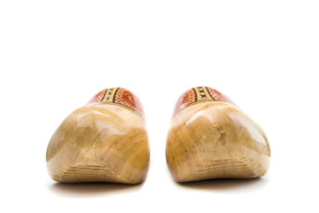 Dutch wooden clogs isolated on the white background