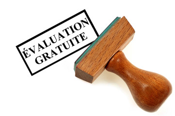 Tampon encreur indiquant évaluation gratuite