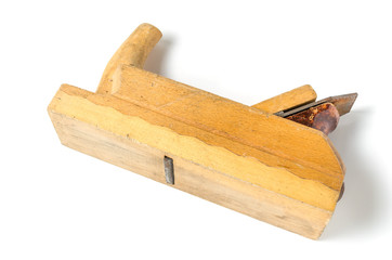 Carpenter's tool old wooden plane on a white background.