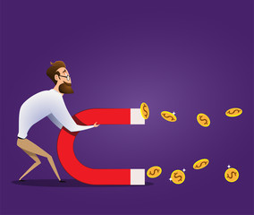 Business concept of businessman hold magnet