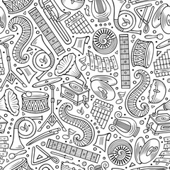 Cartoon hand-drawn Classic music seamless pattern