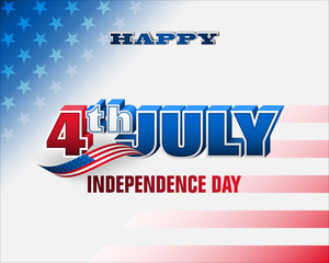 Holiday design, background with 3d texts and national flag colors for Fourth of July, American Independence day, celebration; Vector illustration