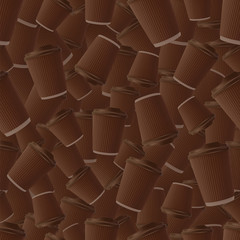 Coffee Ripple Cups Seamless Pattern. Dark Version
