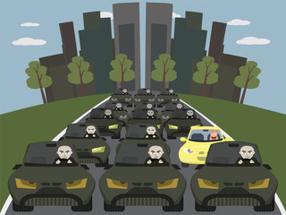 traffic jam cartoon