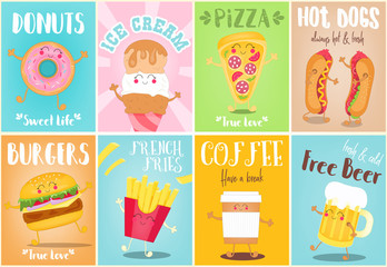 Fast food posters set
