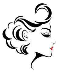 Beautiful women, logo women face makeup on white background, vector