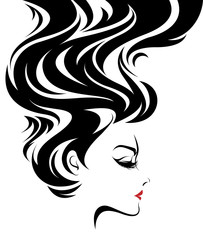 Beautiful women, logo women face makeup on white background, vector