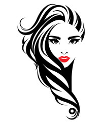 Beautiful women, logo women face makeup on white background, vector