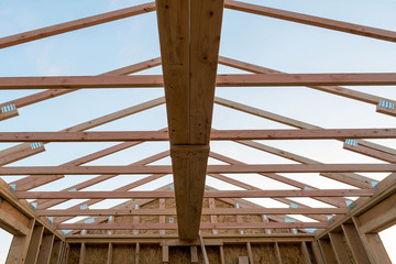 Roof Support Beam in New Home Construction