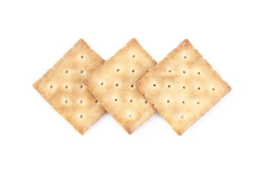 Square crackers cookies isolated on white background
