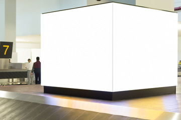 Blank advertising billboard at airport,mockup poster media template ads display