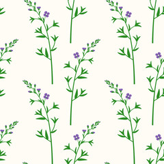 Wildflowers. Botanical seamless pattern with branches of the field flower.