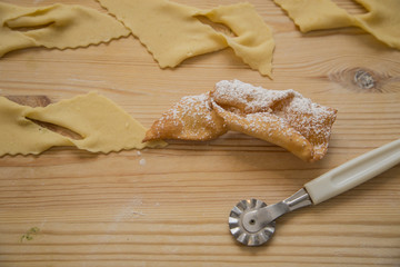horizontal image close-up of Italian dessert before and after preparation