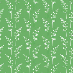 Wildflowers. Botanical seamless pattern with the silhouette of the branches of the field flower.