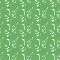 Wildflowers. Botanical seamless pattern with the silhouette of the branches of the field flower.