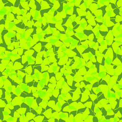 Pile of scattered leaves of the fresh green plant ginkgo biloba, seamless pattern