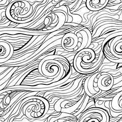 Fototapeta premium Abstract curly lines seamless patterns set. Waves and curls vector illustration.